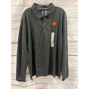 St Johns Bay Legacy Polo Mens XL Charcoal Heather Gray Long Sleeve Shirt NWT